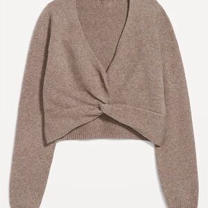 Old Navy Women's V-Neck Tan Twist Knot Sweater
